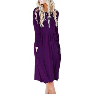 Purple Long Sleeve T Shirt Dress